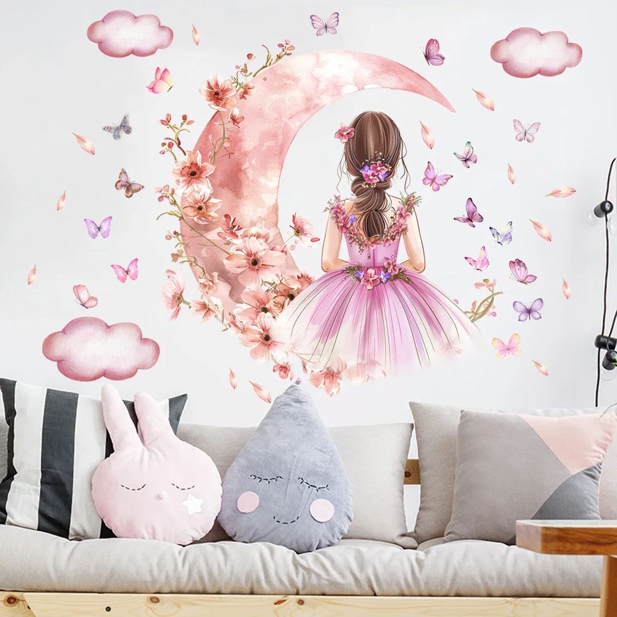 Décoration Murale - PrincesseSticker™ - Lune Rose - Bébé loulou