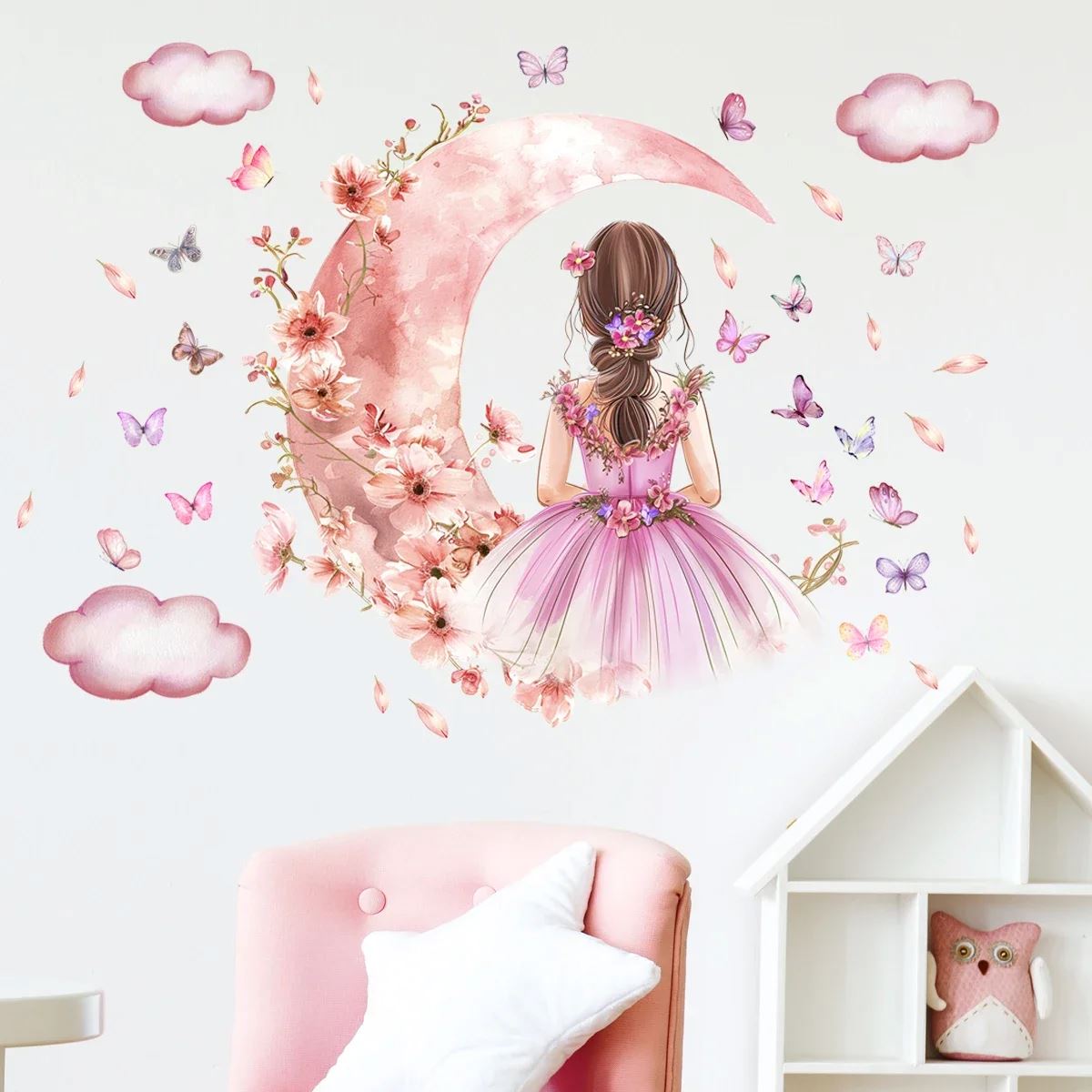 Décoration Murale - PrincesseSticker™ - Lune Rose - Bébé loulou