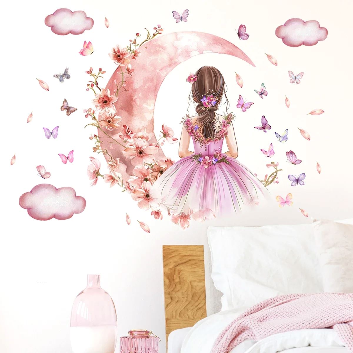 Décoration Murale - PrincesseSticker™ - Lune Rose - Bébé loulou
